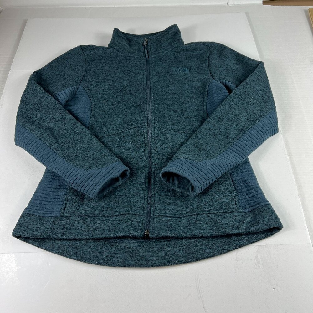 The North Face Full Zip Fleece Sweatshirt Women's Medium Green Long Sleeve